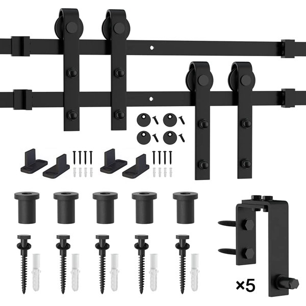 Lazio LAZ Sliding Double Bypass Double Door Barn Door Hardware Kit